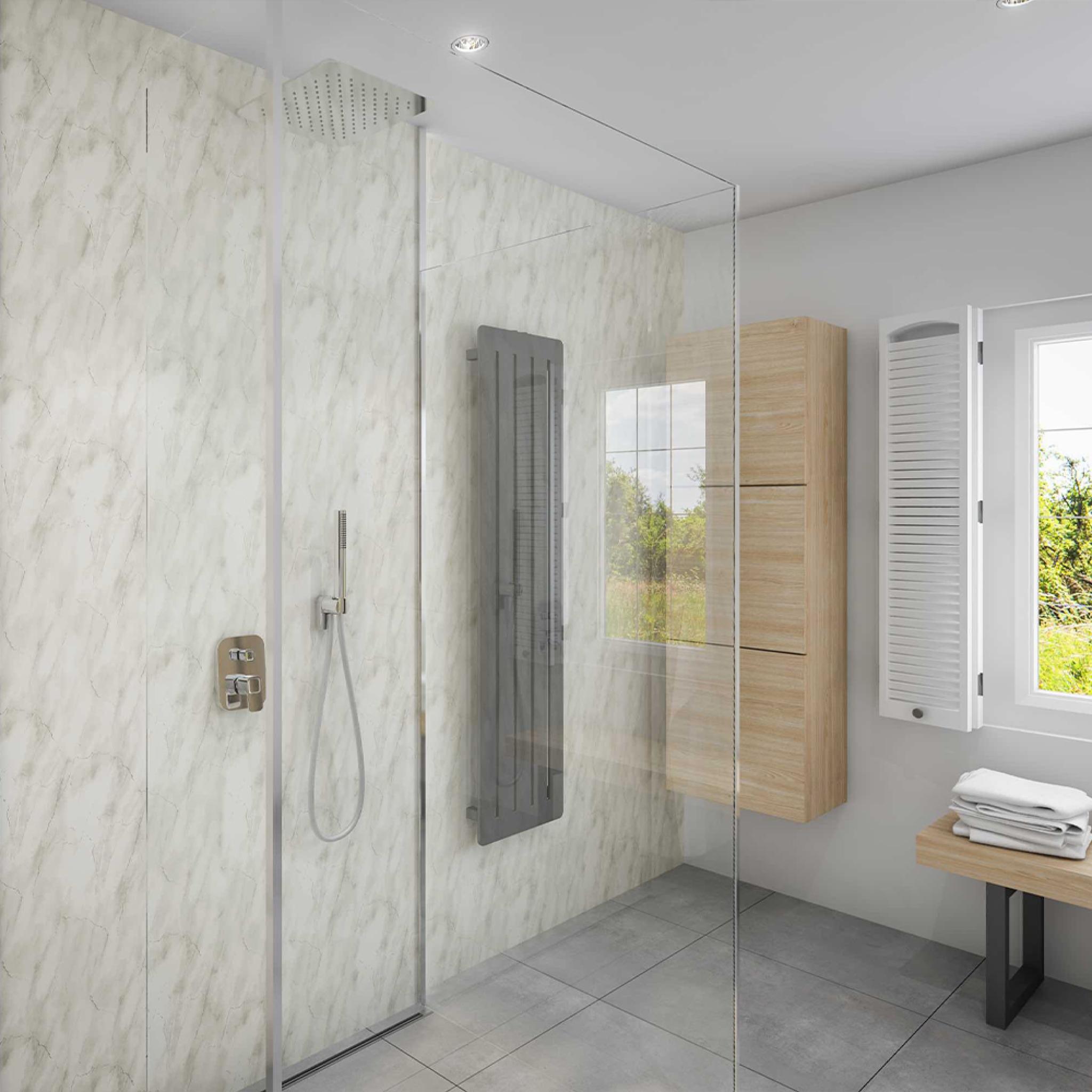 Aqua 250 Light Grey Marble Bathroom Wall Cladding