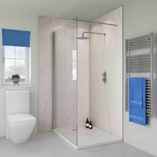 White Marble Gloss - 250mm Bathroom Wall & Shower Panel (4)