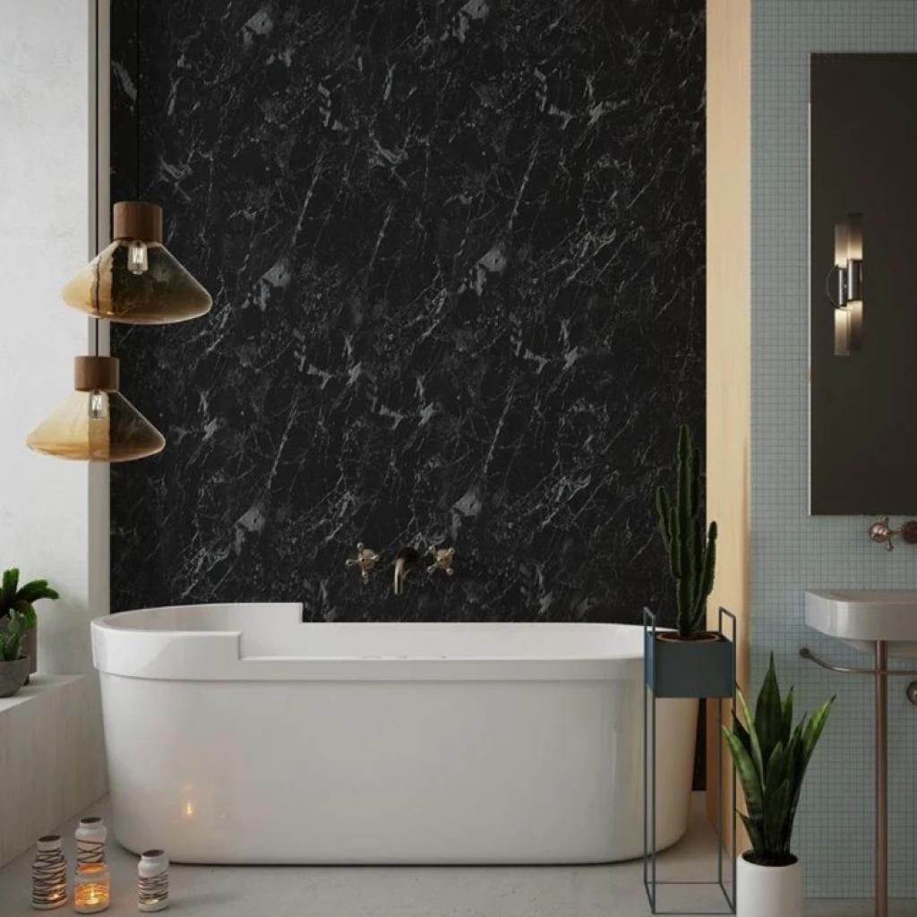 Black Marble Gloss Economy PVC Bathroom Panel