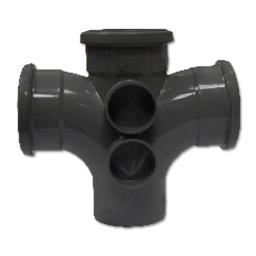 floplast black soil pipe triple socket 90° double branch