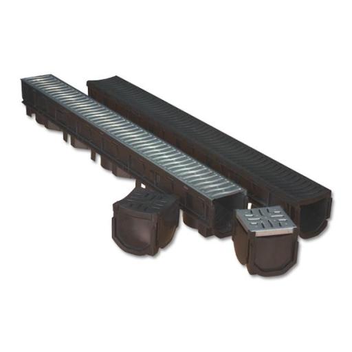 FloPlast Galvanised Channel Drain Garage Pack