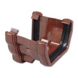 floplast brown left hand ogee to square gutter adaptor connector.png