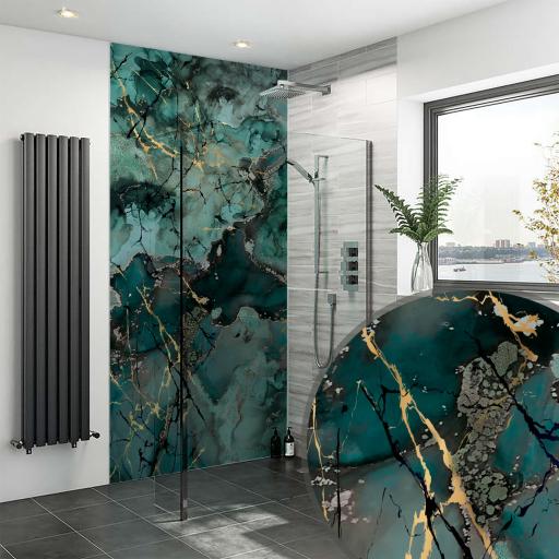 liquid marble teal splashbax walk in shower panel