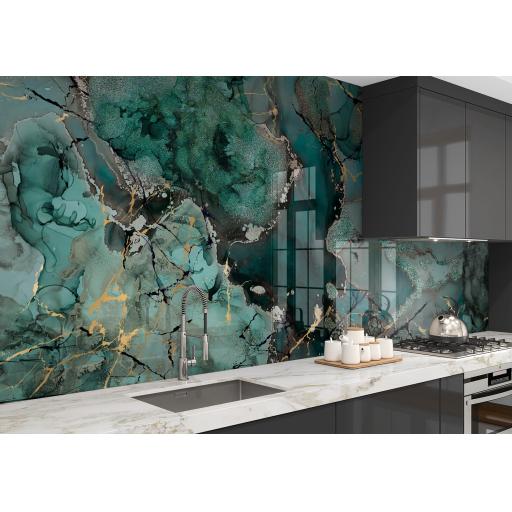 liquid marble teal splashbax kitchen wall panel