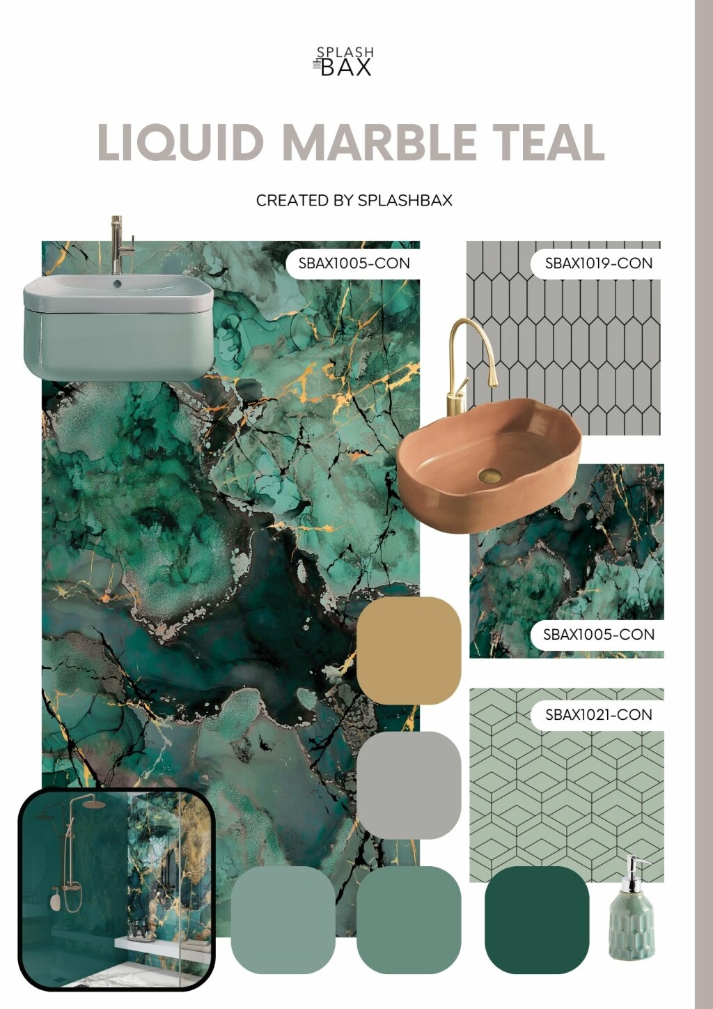 acrylic liquid marble teal bathroom wall panel