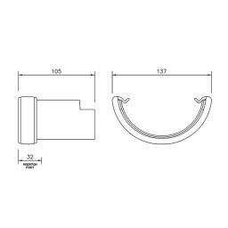 floplast half round to cast iron adaptor