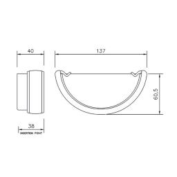 floplast half round gutter external stop end