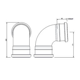 floplast underground 87° double socket bend dimensions