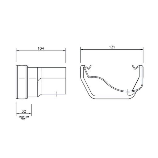 floplast right hand square to left hand cast iron ogee gutter adaptor