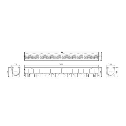 110mm Channel Drain with Plastic Grate Dimensions - D700