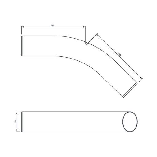 FloPlast Underground Long Radius Bend 45° Plain End dimensions