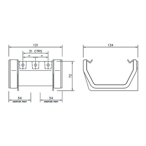 floplast square gutter union dimensions