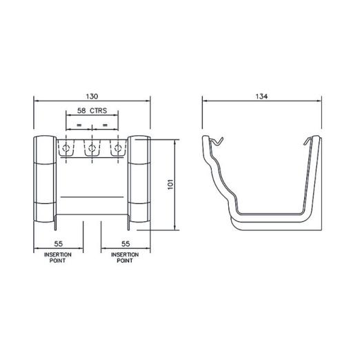 floplast ogee gutter union dimensions