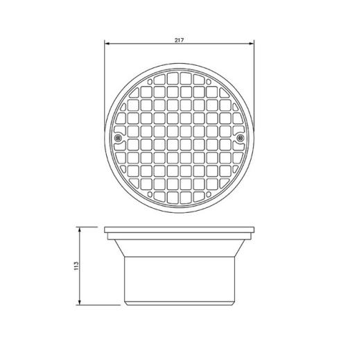 FloPlast Underground Round Hopper and Grid dimensions