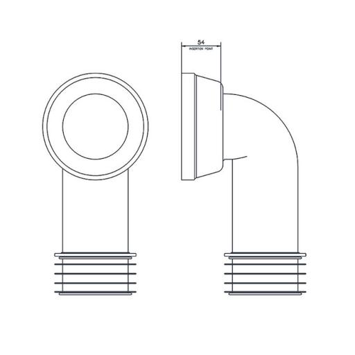 floplast white 90° pan connector