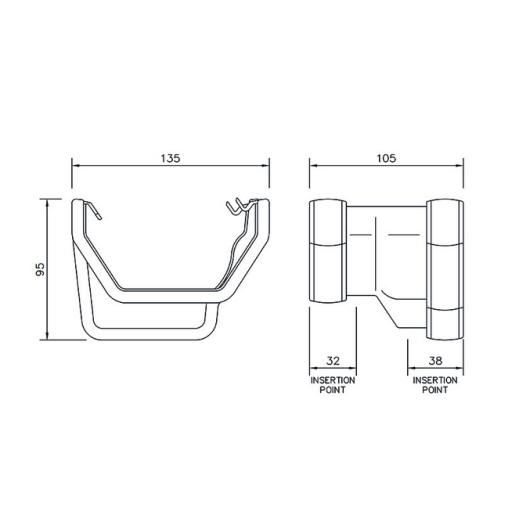 floplast ogee to square gutter adaptor